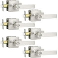 thumbnail image 1 of Brushed Nickel Door Handles Nickel Door Lever Privacy Use Door Lock Set Interior Bathroom/Bedroom Door Handle Satin Nickel Reversible for Left Right Sided Doors, 1 of 8