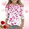 thumbnail image 2 of Meichang Valentine's Day Blouses for Little Girls Heart Graphic Tops 3/4 Sleeve Crew Neck Romantic Shirts, 2 of 6