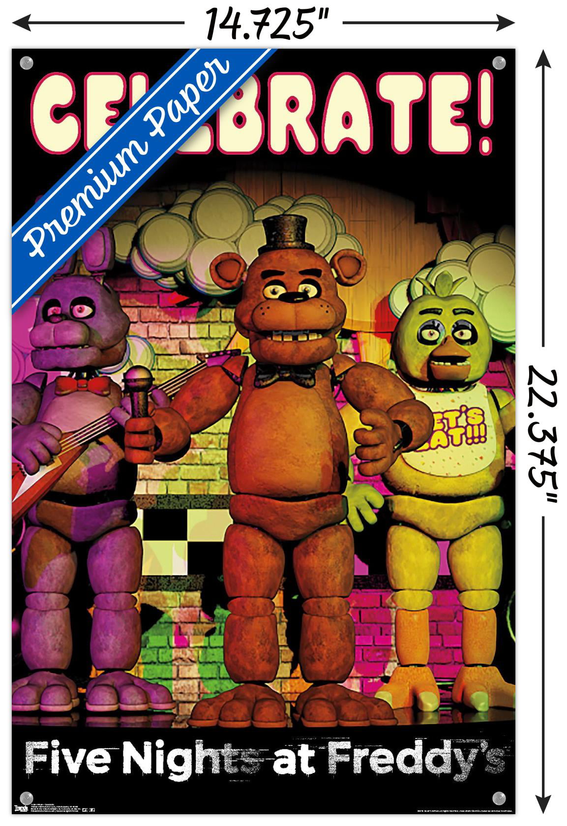 Five Nights at Freddy's - Celebrate Wall Poster with Magnetic Frame,  22.375 x 34 