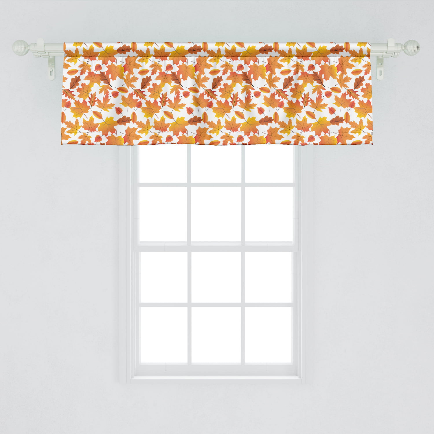 Ambesonne Burnt Orange Window Valance, Autumn Art Pattern of Various ...