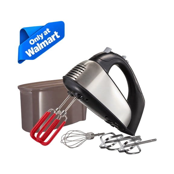 Hamilton Beach 6-Speed Electric Hand Mixer with SoftScrape Beaters, 5 Attachments & Case, Mixer for Kitchen, Black