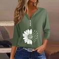 thumbnail image 5 of JULMCOMO Womens Plus Size Tops Dressy Casual Shirt Sunflower Print Button Decor V Neck Summer T-Shirts 3/4 Sleeve Tops Tunic, 5 of 5