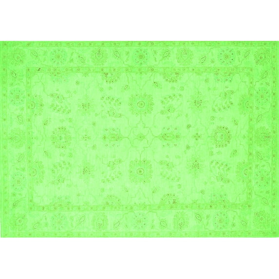 Ahgly Company Indoor Rectangle Oriental Green Traditional Area Rugs, 6' x 9'