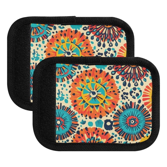 Luggage Handle Wrap for Suitcase 2 Pack Luggage Tag Identifiers for Travel Accessories Colorful Bohemian Geometry
