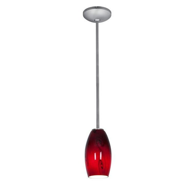 Access Lighting 28011-1R-BS-RUSKY Merlot 1 Light Brushed Steel Pendant Ceiling Light in Red Sky, Rod
