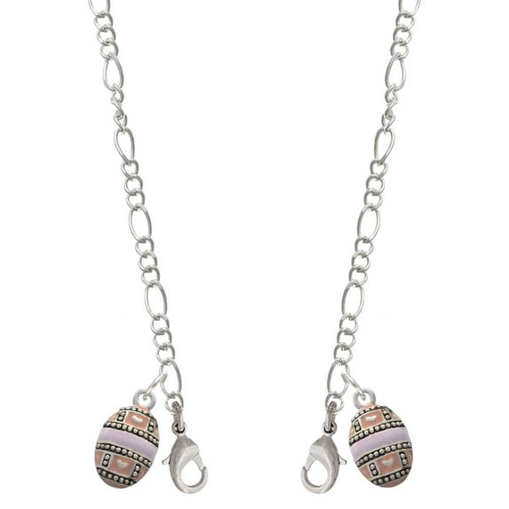 Silvertone Egg Pink & Lavender Silvertone Face Mask Necklace