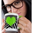 thumbnail image 2 of 3dRose, Punk Rockabilly Zebra Animal Stripe Green Heart Print, 11oz Two-Tone Green Mug, 2 of 7