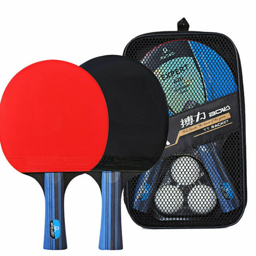 1 Pair Professional Table Tennis Ping Pong Racket Paddle Bat 4pcs Balls Bag Set 