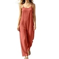 thumbnail image 2 of Binmer Women's Sleeveless Spaghetti Strap Wide Leg Jumpsuit, Casual Loose Romper Pant Watermelon Red,Women's Plus S, 2 of 6