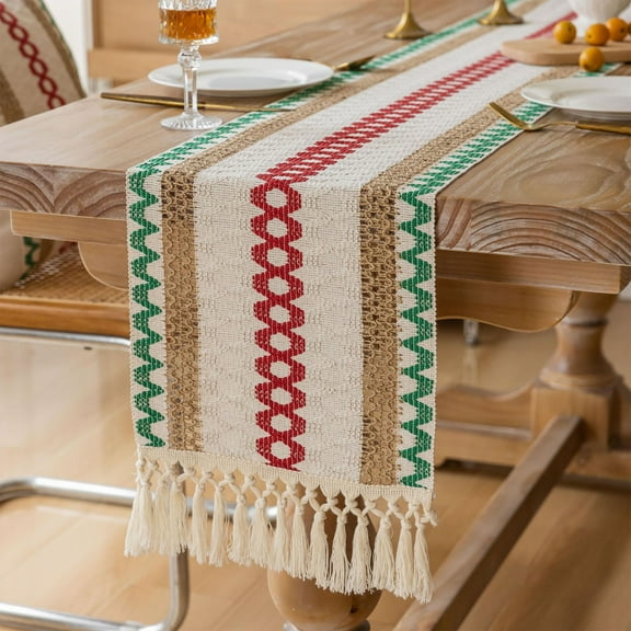 Antqov Christmas Table Runner 12x55" Polyester Table Runners Colorful Table Cover Seasonally Winter Table Flag Table Decorations for Home Party Dinner Supplies