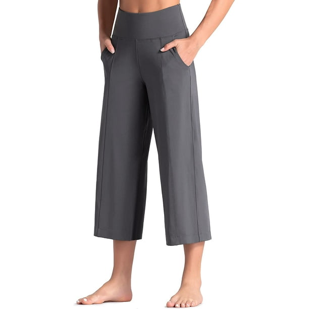 Women's Active Capri Pants High Waist Yoga Lounge Crop Pants Wide