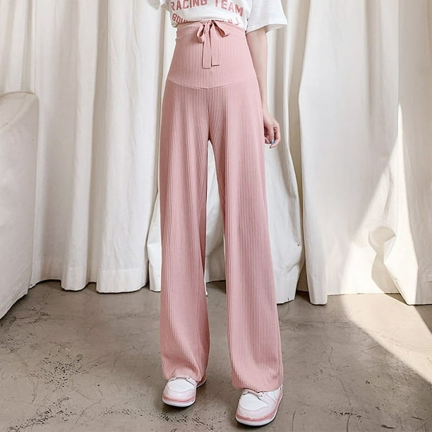 Pantalones de mujer embarazada Primavera y otoño Ropa exterior Pantalones anchos de seda de hielo Verano Pantalones rectos de gran tamaño con drapeado fino Mujeres embarazadas Verano