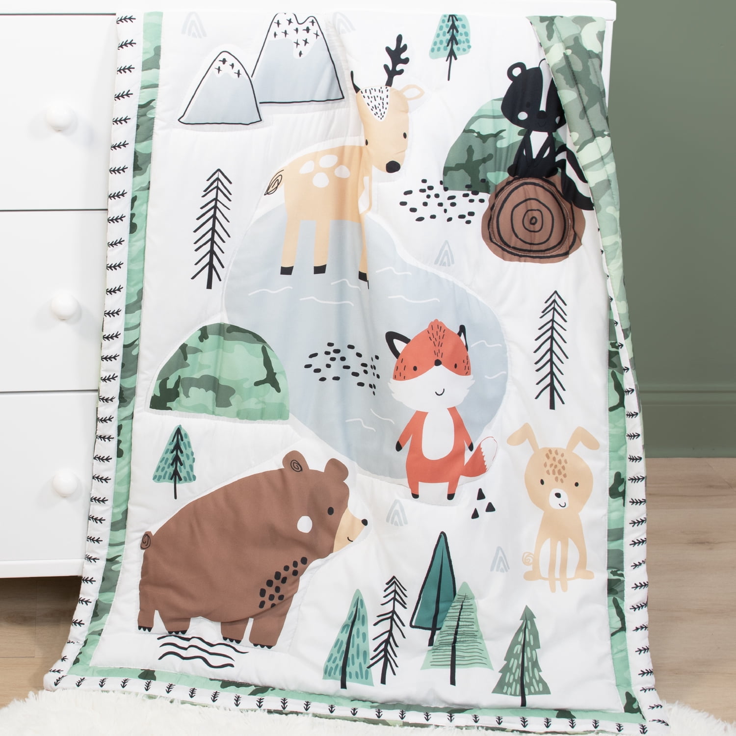The Peanutshell Crib Bedding, Fairytale Forest Baby Crib Bedding Set and Mobile, 4-Piece Set