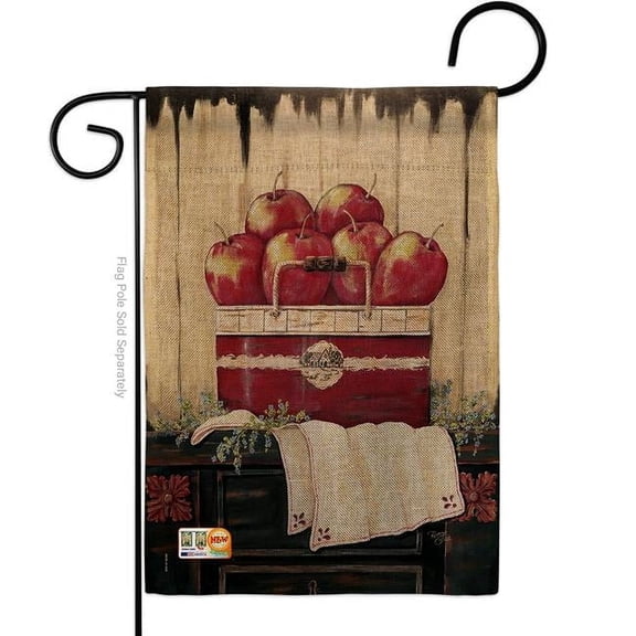13 x 18.5 in. Ruby Red Country Apple Burlap Food Fruits Impressions Decorative Vertical Double Sided Garden Flag