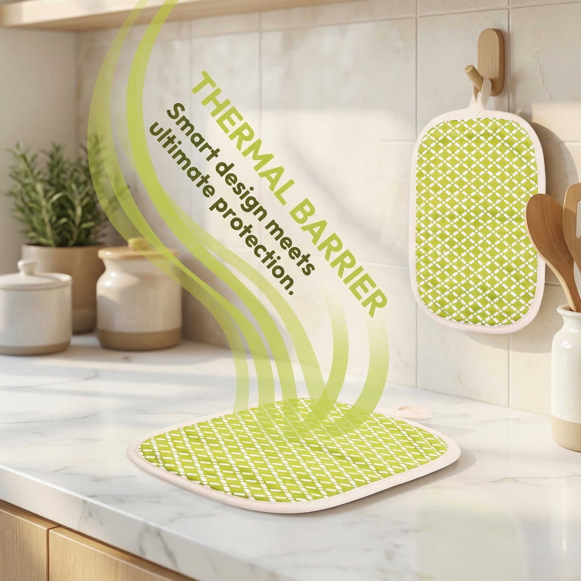 Unique Bargains Pot Holders Heat Resistant Trivets Non Slip Hot Pads Matcha Matcha