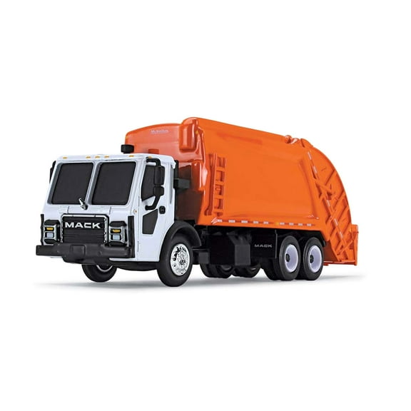 First Gear 1/87 White Mack LR with Orange McNeilus Meridian Rear Loader Garbage Truck 80-0353