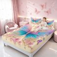 thumbnail image 3 of Homewish Gradient Butterfly Bed Sheets for Girls, Pink Floral Flower Full Size Sheets, 4-Piece (1 Flat Sheet, 1 Fitted Sheet and 2 Pillowcases), 3 of 6