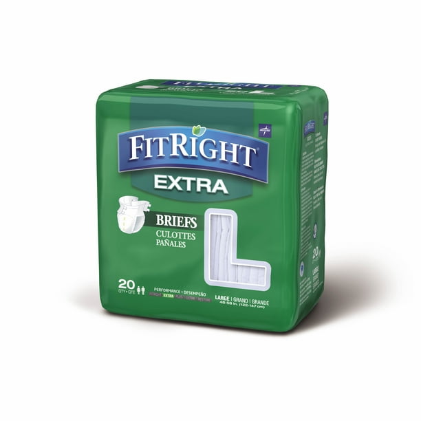 Medline FitRight Extra Heavy Absorbency Disposable Adult Briefs Large