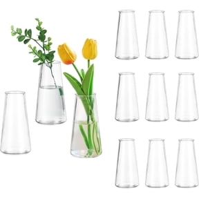 Clear Flower Vases for Centerpieces: Modern Glass Vase Set of 12 for Wedding Party Centerpiece Home Table Decor 5.5In Small Bud Vases for Flowers Rose Tulip Stems