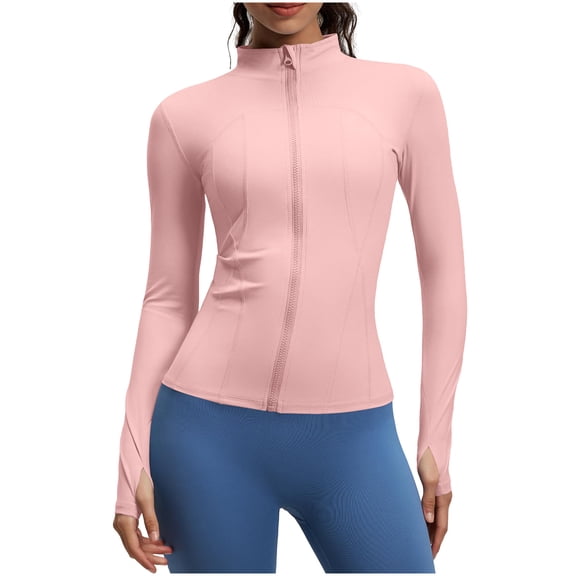 MOJOGO Womens Training Tops Yoga Fitness PerformanceJacket Lightweight Sports Jacket with Full Zip Summer Soft Workout Outerwear S