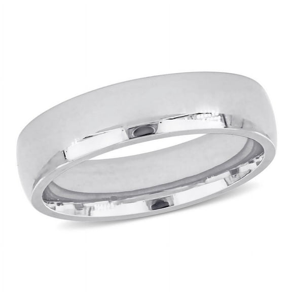 AMOUR Men's 5.5mm Comfort Fit Wedding Band In 14K White Gold