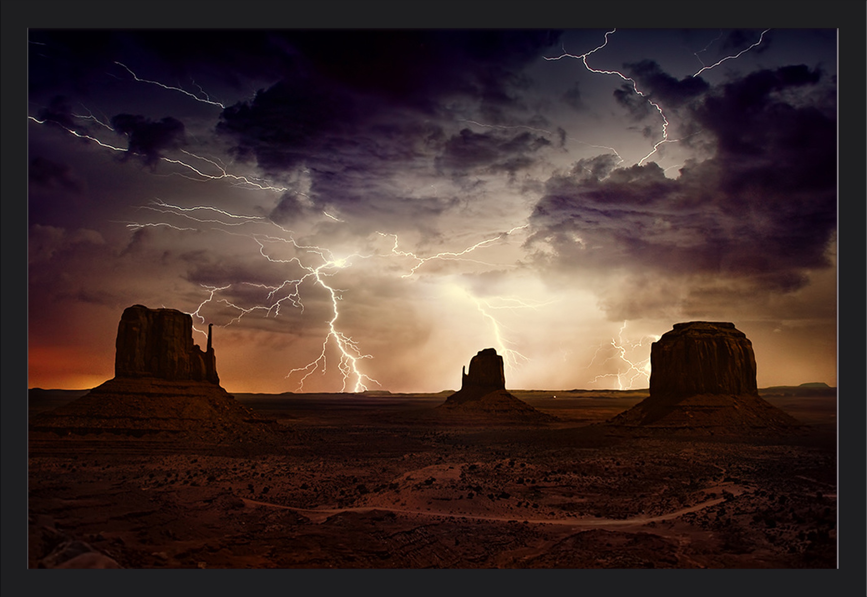 Desert Storm Lightning Strikes Lantern Press Photography (36x24