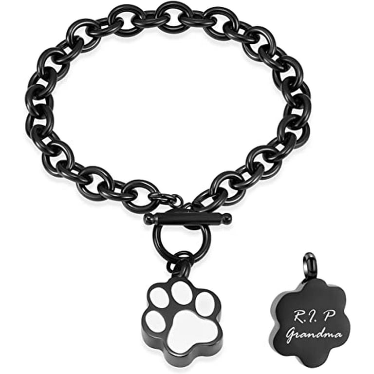 Paw Print Urn Bracelet Memorial Ash Keepsake Cremation Jewelry Stainless Steel Dog Cat Ashes Bracelet Urn Bangle for Pet Ashes Holder
