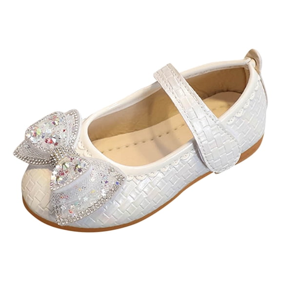 LNMQLPDBS Shoes for Girls Shiny Bow Decoration Fashion Summer Children Sandals Casual Flat Bottom Non-Slip Lightweight Dress Dance Shoes Toddler Size 7 Shoes Girls Princess Shoes White 2-2.5 Years