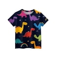 thumbnail image 2 of Abcomgle Girls Top 10-12 Crewneck Dinosaur Graphic Toddler T-Shirt Summer Short Sleeve Tshirts Toddler Trendy Cotton Tops,Navy,11-12Years, 2 of 4