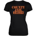 thumbnail image 1 of Halloween County Jail Inmate Costume Black Juniors Soft T-Shirt, 1 of 1