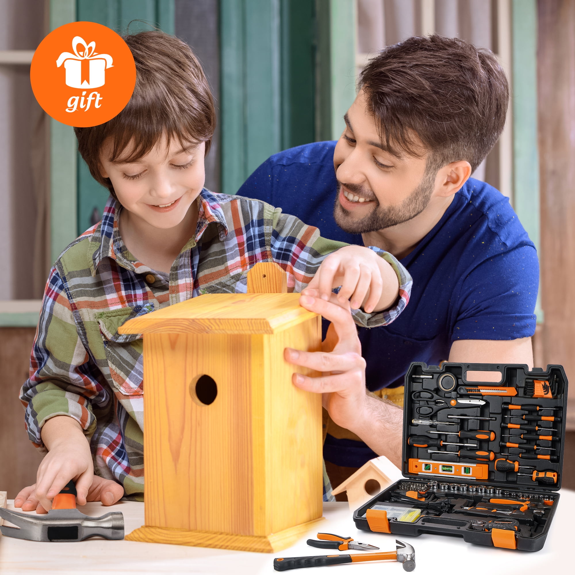 JELLAS Tool Set with Plastic Toolbox Storage Case, 242 Piece Basic Household Tool Kits, Toolbox with Tools, Mechanic Hand Tool Kit Ideal for Home Improvement