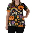 thumbnail image 5 of LHVUOA Halloween Scrub Tops for Women Plus Size Workwear V Neck Short Sleeve Halloween Cat Pumpkin Print Shirts Funny Halloween T Shirts Nurse Uniform Tee Shirts with Pockets, 5 of 5
