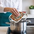 thumbnail image 4 of Burnt Orange Green Pot Holders for Kitchen Heatproof Potholder, 5 Pack Vintage Abstract Flowers Hot Pads Multipurpose Oven Pads Cloth Potholders Trivet for Cooking Baking, 4 of 8