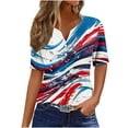 thumbnail image 1 of DPTALR Ladies' Independence Day Printed Button V-neck Top/shirt, 1 of 5
