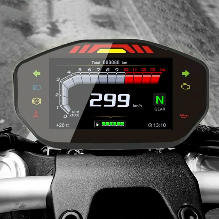 Eosnow 2 in 1 Motorrad LED Digital Voltmeter Drehzahlmesser Messgert Metall  Kilometerzhler Tachometer
