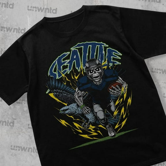 Seattle Football Shirt - Graphic Tees - Skeleton Shirt - Merch Tee - Gift Shirt - Bootleg Shirt - Skeleton Football Shirt - Seahawks