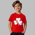 thumbnail image 2 of XIMIN Kids' St. Patrick's Day Soft Short-Sleeve Crew Neck T-Shirt - Distressed White Four-Leaf Clover Graphic, Lucky Charm Top for Boys & Girls, 2 of 8