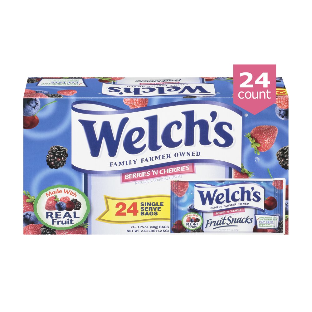 Welch's Fruit Snacks, Berries 'N Cherries, 24 ct, 1.75 oz