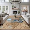 thumbnail image 3 of 5'x7' Area Rugs for Living Room Bedroom, Vintage Octopus Washable Rug Carpet Runner Indoor Outdoor, Brown Nautical Anchor Bubbles Coastal Non Slip Floor Mats Area Rug for Kitchen, Nursery, 3 of 8