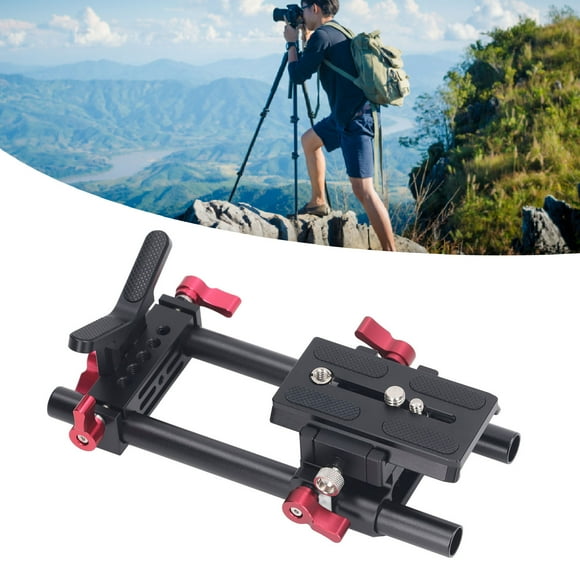 DSLR Camera Quick Release Base Kit, Camera Rail Riser Rig System 15mm Dual Rod Aviation Aluminum Alloy For Cage