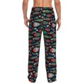 thumbnail image 3 of Uemuo Hand Drawn Colorful Fishes Pattern Men's Wide Leg Palazzo Lounge Pants with Pockets Light Weight Loose Comfy Casual Pajama Pants-XX-Large, 3 of 9