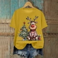 thumbnail image 2 of larppty Reindeer Shirt for Women Christmas Graphic Tees Family Party Casual Short Sleeve Xmas Shirt (Yellow, 3XL), 2 of 6