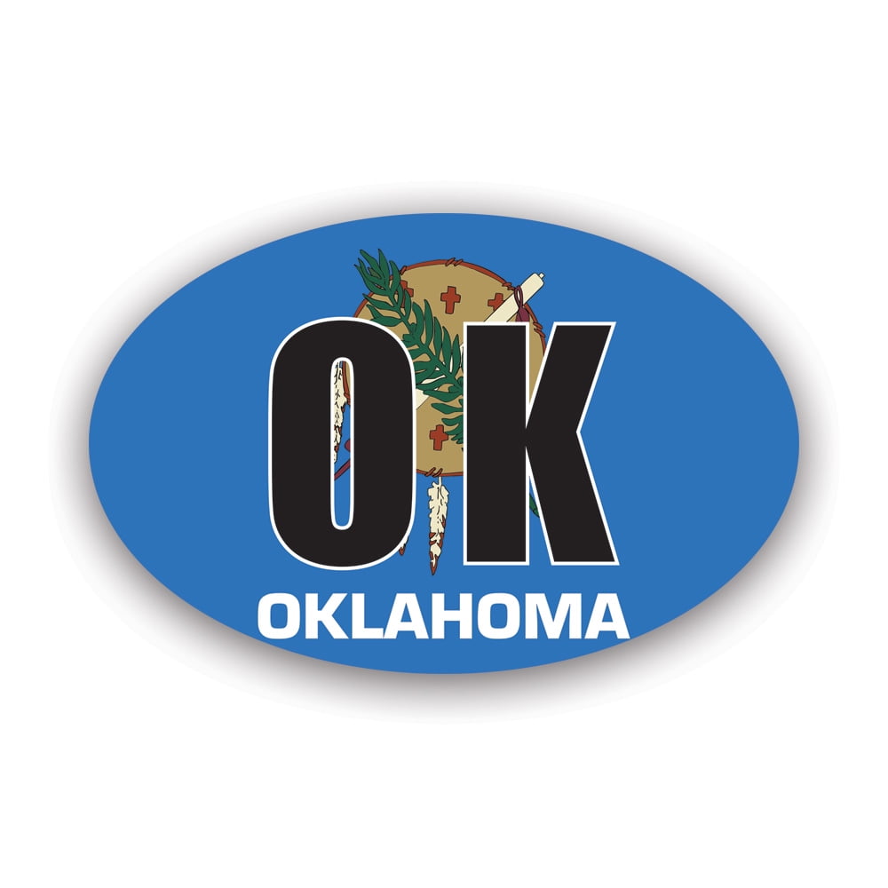 Oklahoma Flag Oval Sticker Decal Self Adhesive Vinyl Weatherproof