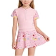 thumbnail image 1 of Robe de Bain à Manches pour Femmes, Imprimé Fraises, Manches Courtes, Col Rond, devant Fendu, Ensemble de Maillot Uni, 1 of 9