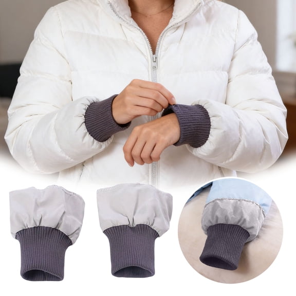 1 Pair Down Coat Windproof Cuffs, Thick Elastic Ribbed for Puffer Jacket Sleeve, Self Hand Sewing Tubular Knit Stretchy Ribbing Replacement Material for Coat, Sweatshirt, and Padded Jacket