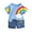 Blue, variant on Mercatoo Toddler Kids Baby Boy 𝐂artoon Rainbow Print T-Shirt Jeans Denim Shorts Outfits Baby Boy 𝐆ift Basket