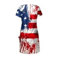 thumbnail image 5 of Wycnly Womens Dresses for 4th of July Independence Day Patriotic Party Sexy Slit Drawstring Bodycon Midi Dresses Short Sleeve Crewneck Star Print Knee-Length 2024 Summer Casual Dress Red m, 5 of 5