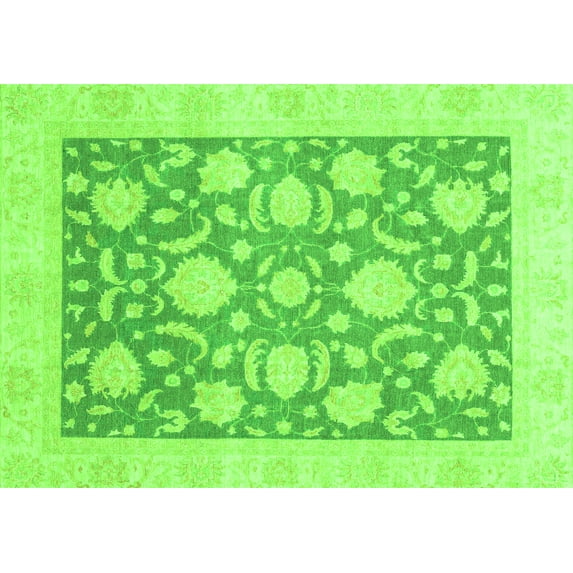 Ahgly Company Indoor Rectangle Oriental Green Traditional Area Rugs, 6' x 9'