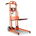 thumbnail image 1 of VEVOR Material Lift Winch Stacker, 330 lbs Capacity Pallet Truck Dolly, 42.9 in Max Lifting Height Manual Winch Stacker, Multifunctional Manual Pallet Truck Stacker with Swivel Casters and Lift Plate, 1 of 9