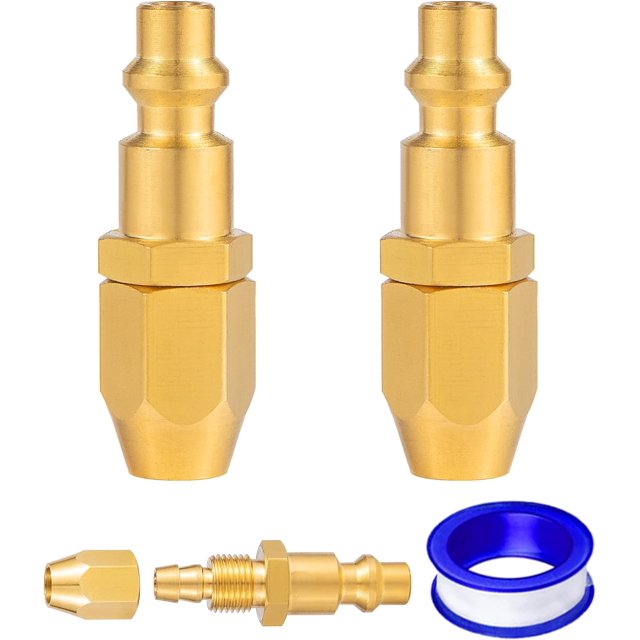 HAHDAXIA Premium Solid Brass 2PCS Pneumatics Reusable Replacement Fitting 1/4" Barb For 1/4-Inch ID Polyurethane Air Hose With 1/4" NPT Rigid Replacement
